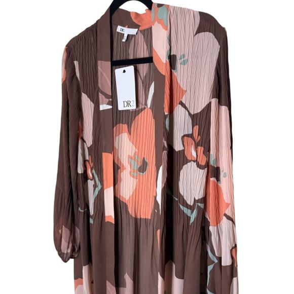 DR2 Abstract Floral Pleated Lightweight Cardigan - Hazelnut Size M/L - Picture 5 of 7